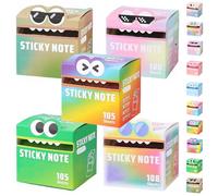 Cute Monster Pattern Sticky Note, Funny Pastel Animal Notes, Pull-Out Self Adhesive Cartoon Memo Pad, Small to Do List, Office School Tab Supplies (Mix*5 A)