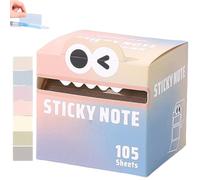 Cute Monster Pattern Sticky Note, Funny Pastel Animal Post It Notes, Self Adhesive Cartoon Notes Memo Pads, 105 Sheets Fun Pull-Out Pad for Office, School & Gifts (A)