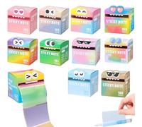 Cute Monster Pattern Sticky Note, Funny Pastel Animal Post It Notes, Self Adhesive Cartoon Notes Memo Pads, Vibrant Gradient Design, Notepads Stationery, Office School Tab Supplies (10 Set)