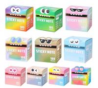 Cute Monster Pattern Sticky Notes 105 Sheets/Roll, Fun Pastel Pull-Out Self Adhesive Cartoon Memo Pads, Easy Post Pearlescent Sticky Notes, Back to School Gift for Teachers & Students (10pcs)