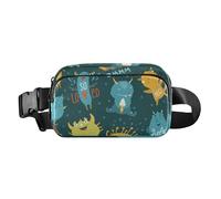 Cute Monsters Be Happy - Bolsa cruzada de moda azul oscuro para pequeños empresarios, mini riñonera con correa ajustable para entrenamiento, correr, senderismo, Cute Monsters Be Happy Azul Oscuro,