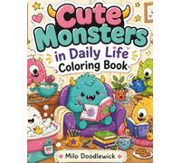 Cute Monsters in Daily Life Coloring Book: Super Cute, Relaxing, and Funny Monster Scenes for Stress Relief - Cozy, Kawaii, Easy Coloring Pages for Adults, Teens & Kids
