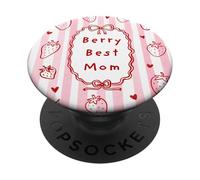 Cute Mother's Day Berry Best Mom Club Vintage Strawberry PopSockets PopGrip Adhesivo
