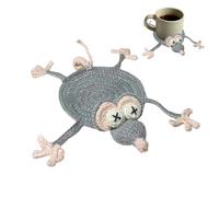 Cute Mouse Crochet Coaster - Funny 3D Knitted Woven Decoration - Handmade Crochet Coaster | for Coffee Tea Drink Water Cup Mug Tabletop Office Party Housewarming Teacher Daughter Mom