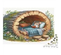 Cute Mouse Waking Up Happily in Bed Puzzle Imposible,desafío para Adultos Juego Educativo 1000 Piezas Obra De Arte De Juego De para Adultos Y Niños Mayores De 12 Años 70x50cm/1000pcs