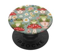 Cute Mushroom and Tea Aesthetic Design PopSockets PopGrip Adhesivo