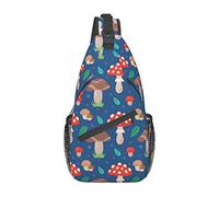 Cute Mushrooms and Leaves Pattern Sling Bag Senderismo Mochila Crossbody Hombro Mochila Travel Chest Pack para Hombres Mujeres