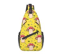 Cute Mushrooms and Leaves Pattern Sling Bag Senderismo Mochila Crossbody Hombro Mochila Travel Chest Pack para Hombres Mujeres