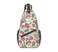 Cute Mushrooms and Leaves Pattern Sling Bag Senderismo Mochila Crossbody Hombro Mochila Travel Chest Pack para Hombres Mujeres