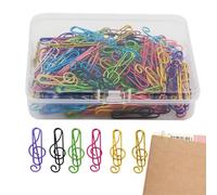 Cute Music Paperclips - Treble Clef Shaped Metal Clip Set, Multicolor 100pcs Organizer Accessories, Decorative Desk Supply | Suitable For Office Filing Reading Bookmark Craft Journaling Paper Manageme