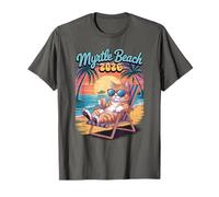 Cute Myrtle Beach Cat 2026 Vacaciones Surfer Trip Matching Camiseta