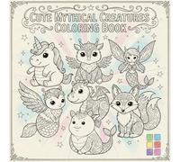 Cute Mythical Creatures Coloring Book: Cute and Magical Fantasy Animals for Kids, Teens and Adults