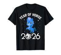 Cute New Year 2026 Fun Year of Horse Blue- for Kids Girl Boy Camiseta
