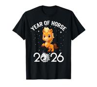 Cute New Year 2026 Fun Year of Horse Orange for Kid Girl Boy Camiseta