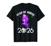Cute New Year 2026 Fun Year of Horse Purple for Kid Girl Boy Camiseta