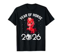 Cute New Year 2026 Fun Year of Horse Red- for Kid Girl Boy Camiseta