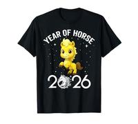 Cute New Year 2026 Fun Year of Horse Yellow for Kid Girl Boy Camiseta