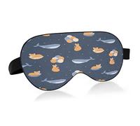 Cute Night Animals Sleep Mask Lightweight Soft Breathable Eye Mask with Adjustable Strap Blackout Eye Mask for Women Men for Travel Night Sleeping