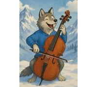 Cute Notebook for Kids - Funny Animal Musicians - Wolf Plays the Cello - Squared Pages - 100 Pages - 6" x 9"