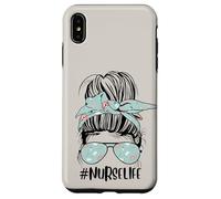Cute Nurse Life Beige Funny Messy Bun Día de la Enfermera Semana de las Enfermeras Carcasa para iPhone XS Max
