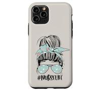 Cute Nurse Life Beige Funny Messy Bun Día de la Enfermera Semana de las Enfermeras Carcasa para iPhone 11 Pro