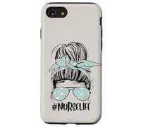 Cute Nurse Life Beige Funny Messy Bun Día de la Enfermera Semana de las Enfermeras Carcasa para iPhone SE (2020) / 7 / 8