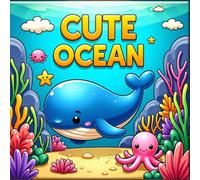 Cute Ocean: Stained Glass Ocean Animals Coloring Book for Kids - 25 Bold and Easy Full-Page Under the Sea Activities with Whales, Sharks, Dolphins, and Sea Turtles for Toddlers and Preschoolers