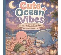 Cute Ocean Vibes: A Cozy Kawaii Coloring Book for Adults, Teens & Kids Featuring Adorable Sea Animals, Relaxing Beach Days & Cute Underwater Adventures