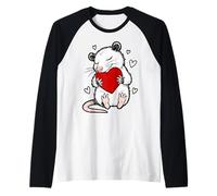 Cute Opossum Holding Heart Valentine Love Graphic Camiseta Manga Raglan