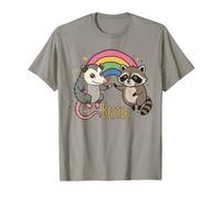 Cute Opossum Raccoon Bestie Rainbow High Five Camiseta