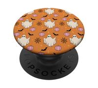 Cute Orange Halloween Ghost Pattern Pastel Spooky PopSockets PopGrip Adhesivo