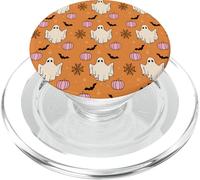 Cute Orange Halloween Ghost Pattern Pastel Spooky PopSockets PopGrip para MagSafe