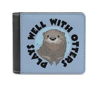 Cute Otter - Cartera plegable para hombre con tarjetero y monedero de cuero
