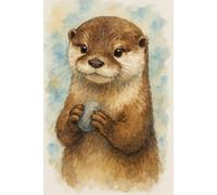 Cute Otter Grid Notebook - Adorable Watercolor Otter Holding a Stone | Aesthetic Animal Cover | Graph Paper Notebook 6x9 Inch, 120 Pages ... | Perfect Gift for Math, Drawing, Planning
