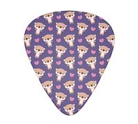 Cute Otters and Little Hearts, paquete de 12 púas para guitarra, incluye calibres delgados, medianos y pesados, 3 tamaños para púas acústicas eléctricas de guitarra