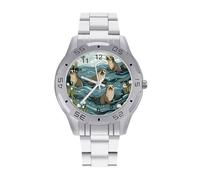 Cute Otters - Reloj de pulsera de acero inoxidable para hombre, fácil de leer, para mujer