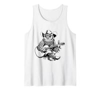 Cute Owl Cowboy Guitarra Músico Rústico Western Country Music Camiseta sin Mangas