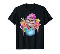 Cute Owl Graphic For Women and Girls Colorful Spring Flower Camiseta