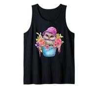 Cute Owl Graphic For Women and Girls Colorful Spring Flower Camiseta sin Mangas