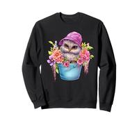 Cute Owl Graphic For Women and Girls Colorful Spring Flower Sudadera