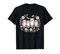 Cute Owl Lover Floral Butterfly Nature Bird Lover Camiseta