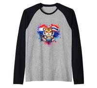 Cute Pad Thai Tiger Thailand Love Noodle Bowl Camiseta Manga Raglan
