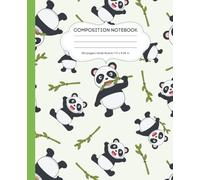 Cute Panda and Bamboo Pattern Wide Ruled Composition Notebook - 120 Pages (7.5 x 9.25 in): Journal for Kids, Students, and Animal Lovers - Fun School & Writing Notebook