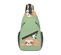 Cute Panda and Sloth Pomeranians Puppies and Point Crossbody Bag, Sling Chest Cross Body Bag para Hombres y Mujeres, Utilizado para el Ocio y los Viajes
