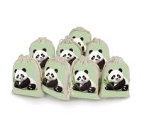 Cute Panda Bunches - Bolsillo de algodón y cáñamo con cordón, 8 bolsas de regalo reutilizables para bodas, manualidades y fiestas (4.9 x 6.7 pulgadas)