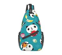 Cute Panda Cartoon Banana Sling Bag, Casual Crossbody Shoulder Bag Senderismo Mochila Crossbody Hombro Mochila Travel Chest Pack para Hombres Mujeres