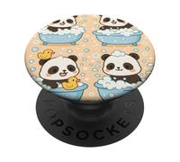 Cute Panda Cartoon Bubble Bath Kawaii Animal Art PopSockets PopGrip Adhesivo