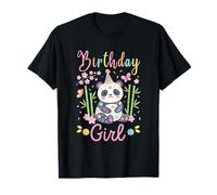 Cute Panda Floral Girls Birthday Party Camiseta