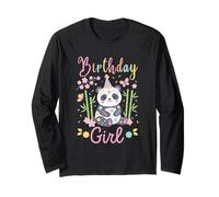 Cute Panda Floral Girls Birthday Party Manga Larga