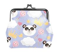 Cute Panda Head with Rattle Crown Pattern-01 Monederos Carteras Bolsas Vintage para Regalo